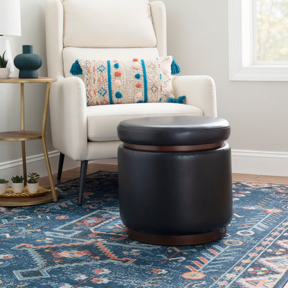 Pouf de rangement Sunny Black en similicuir noir