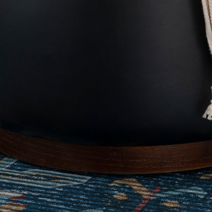 Pouf de rangement Sunny Black en similicuir noir