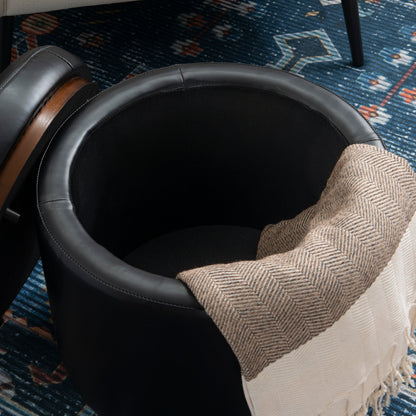 Pouf de rangement Sunny Black en similicuir noir