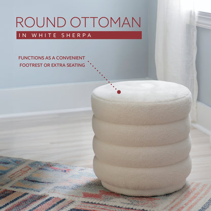 Pouf rond Kathy White Sherpa
