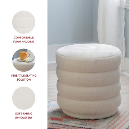Pouf rond Kathy White Sherpa