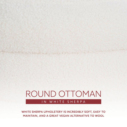 Pouf rond Kathy White Sherpa
