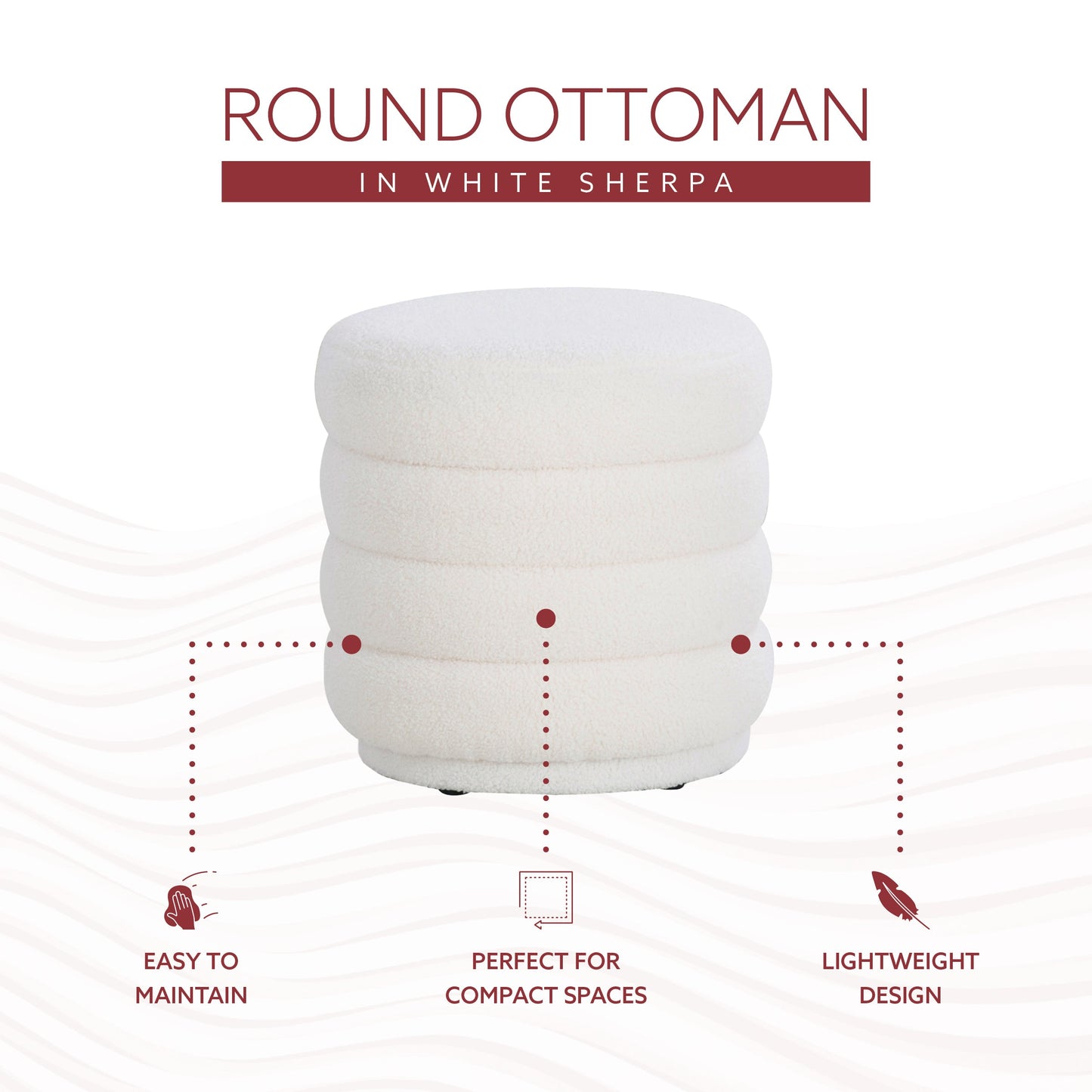 Pouf rond Kathy White Sherpa