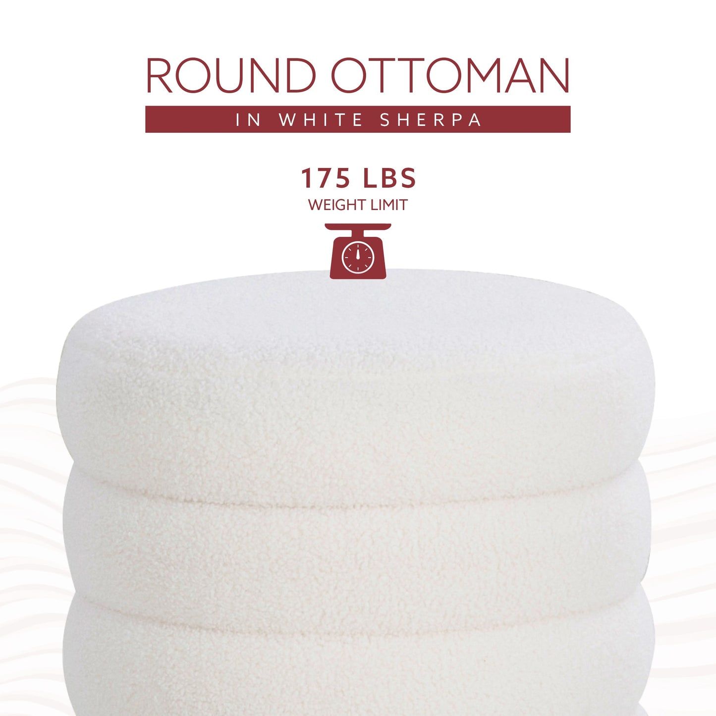 Pouf rond Kathy White Sherpa