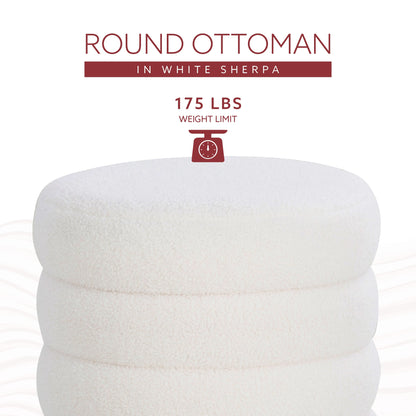Pouf rond Kathy White Sherpa