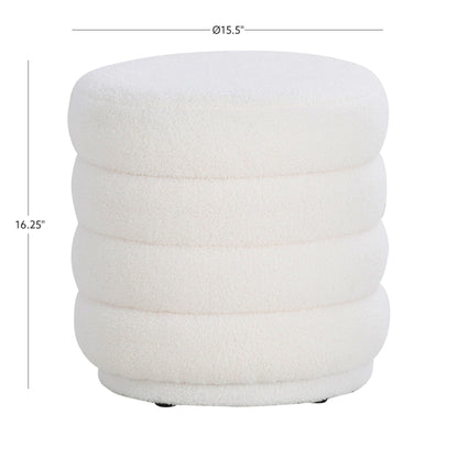Pouf rond Kathy White Sherpa