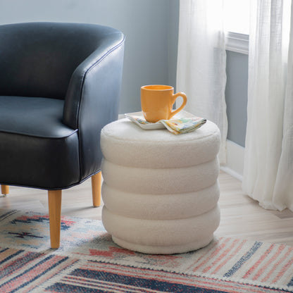 Pouf rond Kathy White Sherpa