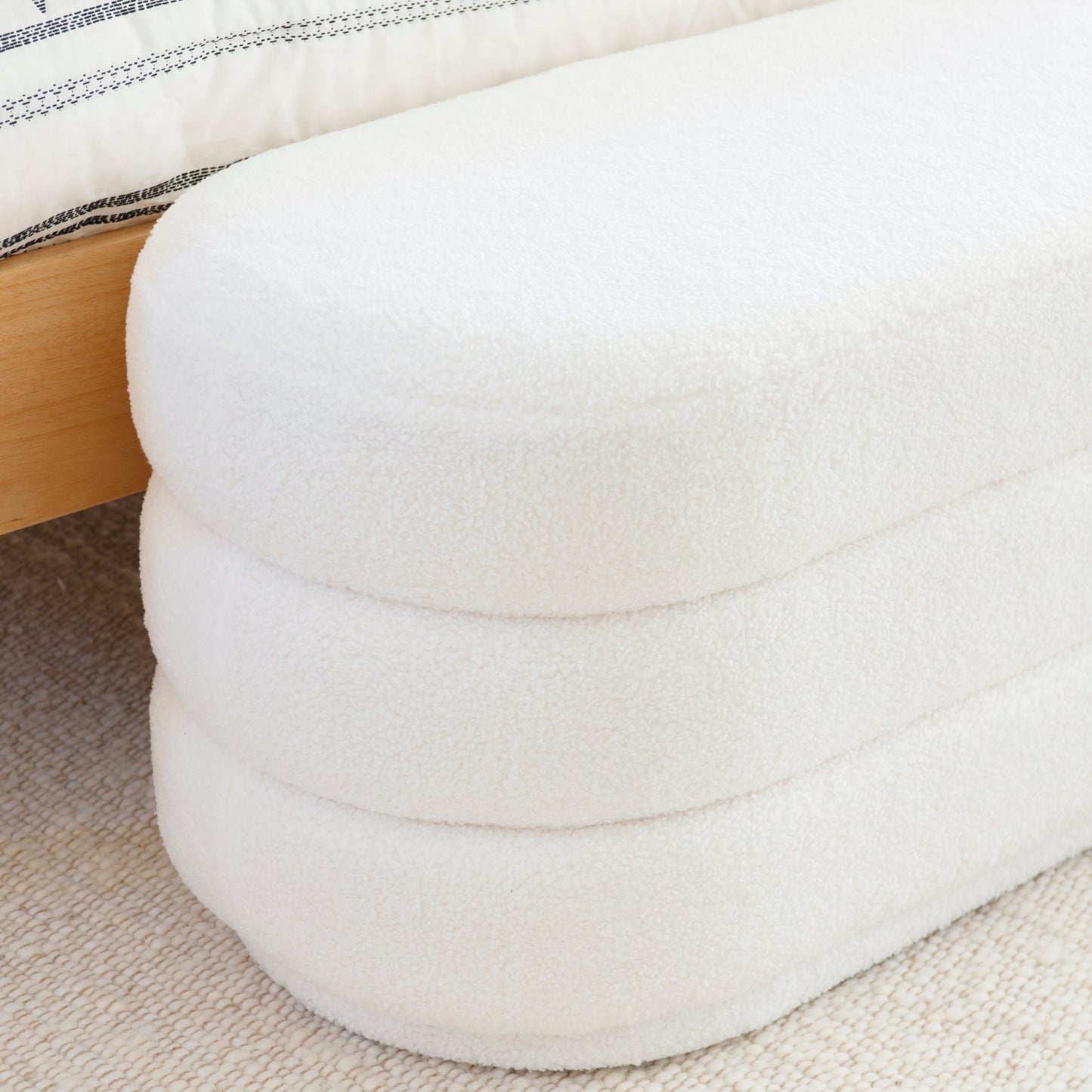 Pouf oblong Lisa White Sherpa