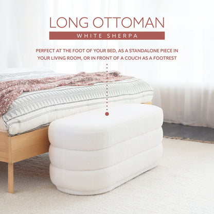 Pouf oblong Lisa White Sherpa