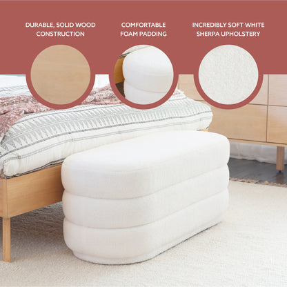 Pouf oblong Lisa White Sherpa