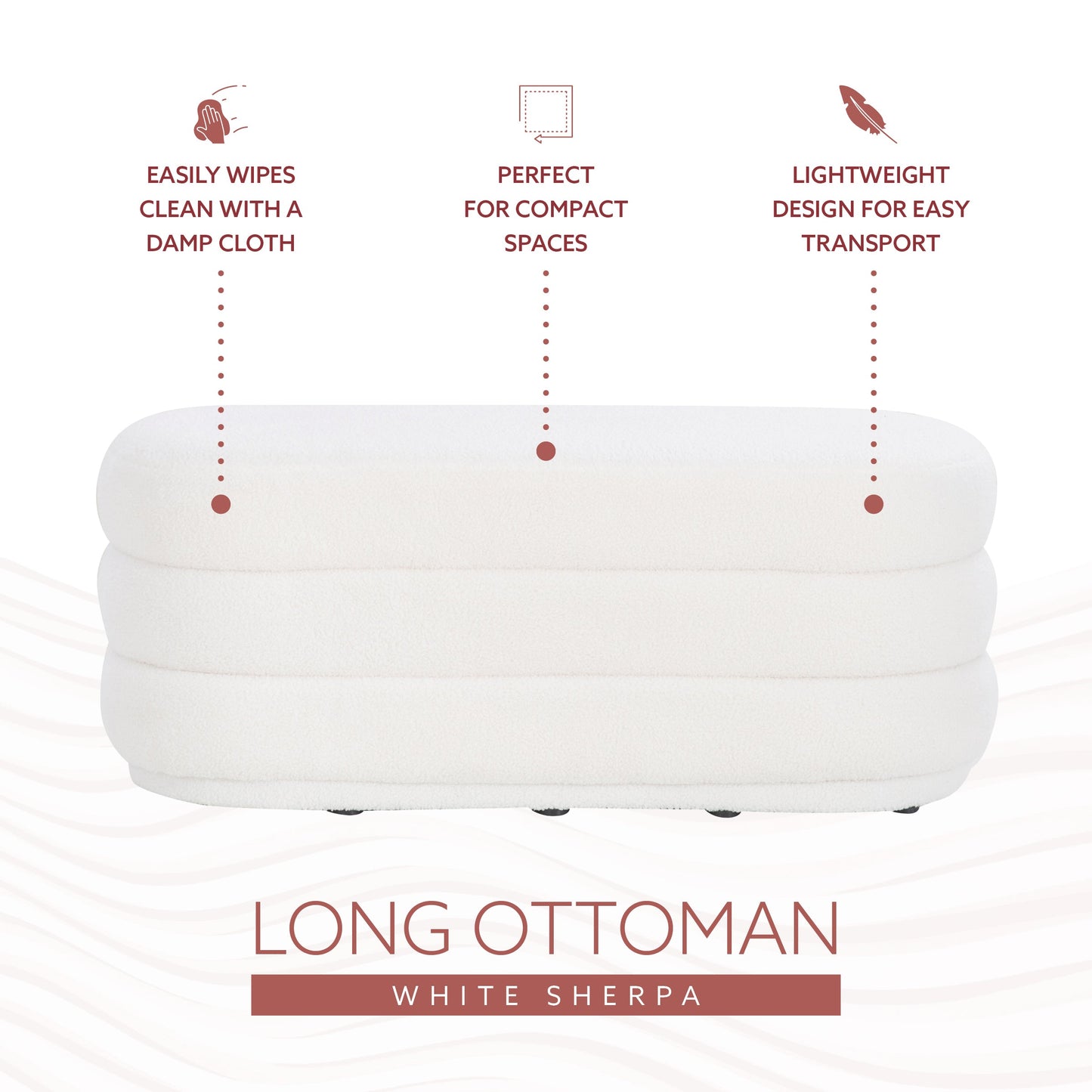 Pouf oblong Lisa White Sherpa