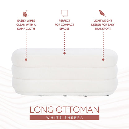 Pouf oblong Lisa White Sherpa