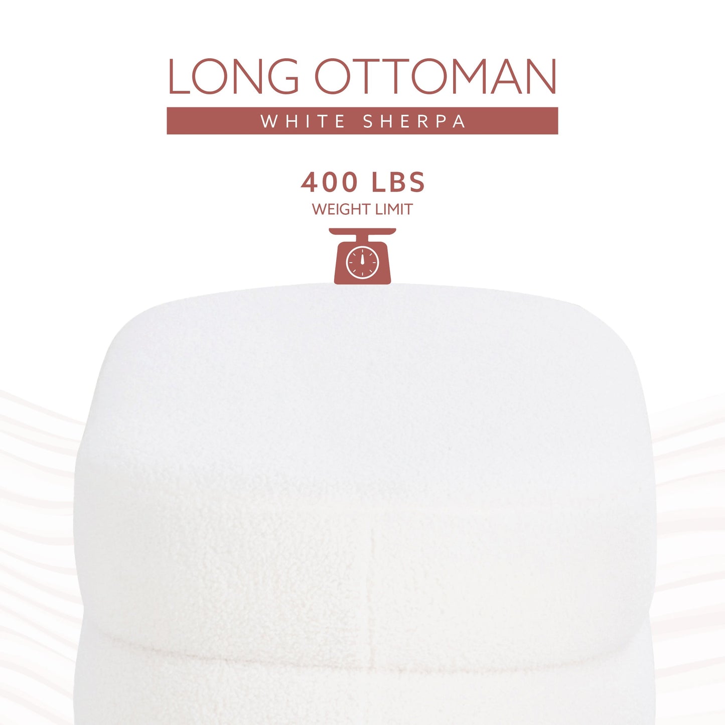 Pouf oblong Lisa White Sherpa