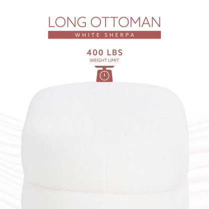 Pouf oblong Lisa White Sherpa