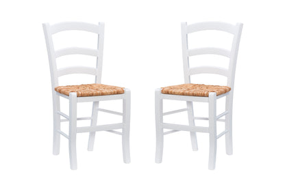 Chaise de salle à manger Venezia White Rush Seat (lot de 2)
