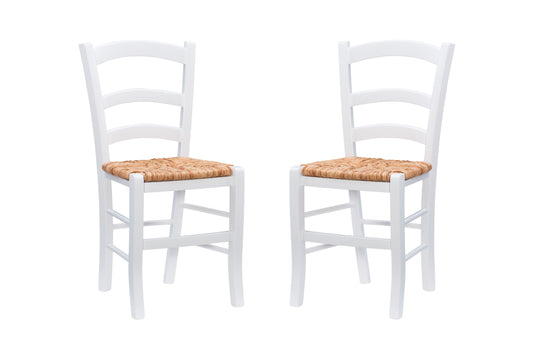 Chaise de salle à manger Venezia White Rush Seat (lot de 2)
