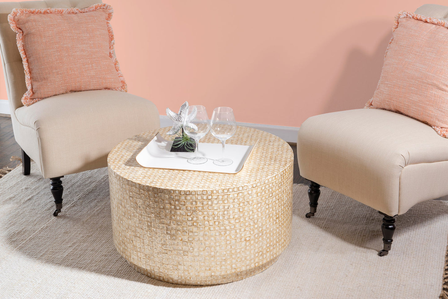 Table basse en nacre de Capiz