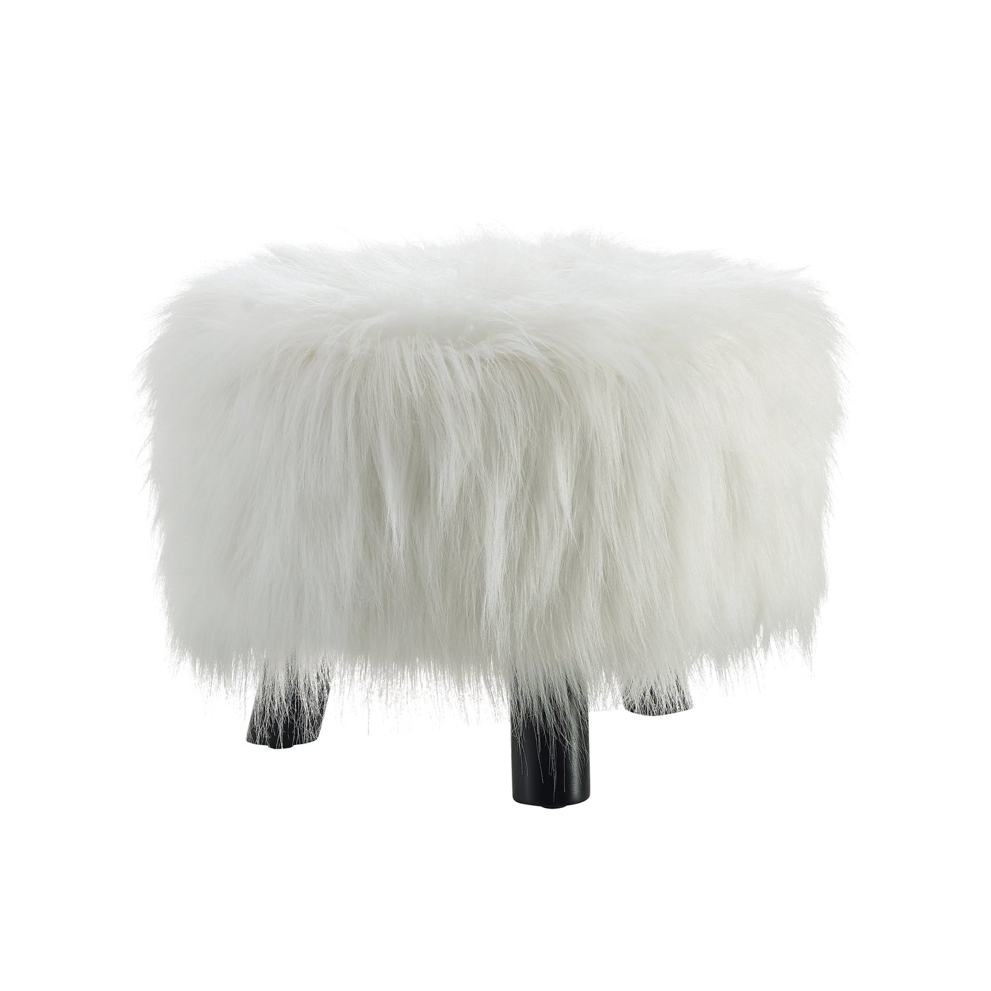 Tabouret Dase en fausse fourrure blanche