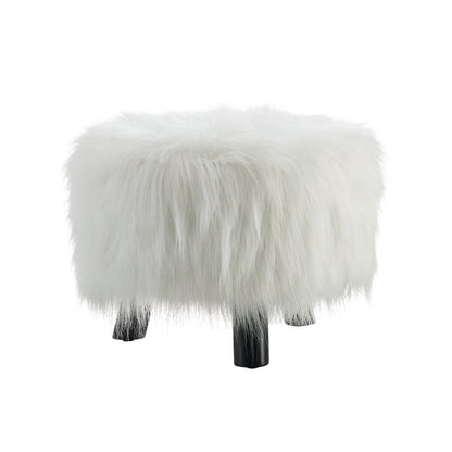 Tabouret Dase en fausse fourrure blanche