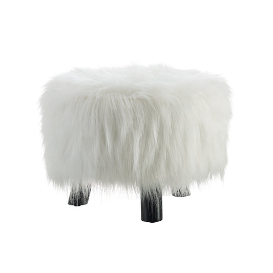 Tabouret Dase en fausse fourrure blanche