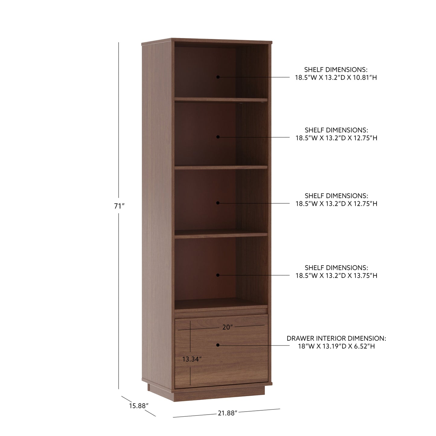 Bibliothèque Maxton style Mid-Century à 1 tiroir