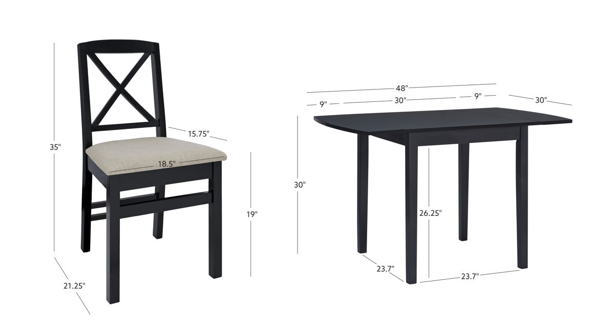 Ensemble de salle à manger Torino 3 pièces à rallonge rabattable