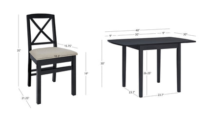 Ensemble de salle à manger Torino 3 pièces à rallonge rabattable
