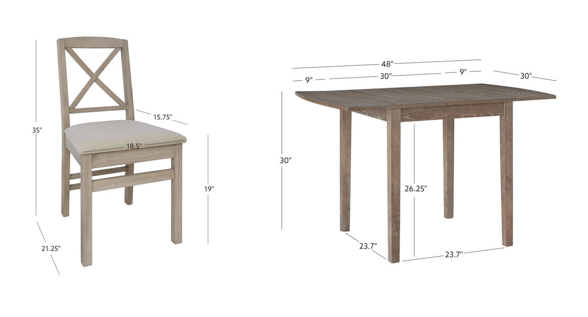 Ensemble de salle à manger Torino 3 pièces à rallonge rabattable
