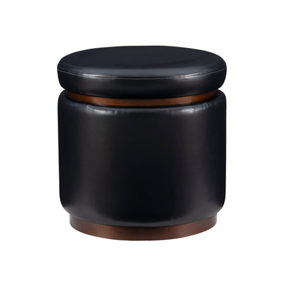 Pouf de rangement Sunny Black en similicuir noir