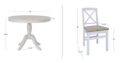 Piédestal blanc Norah avec 4 chaises Torino blanches