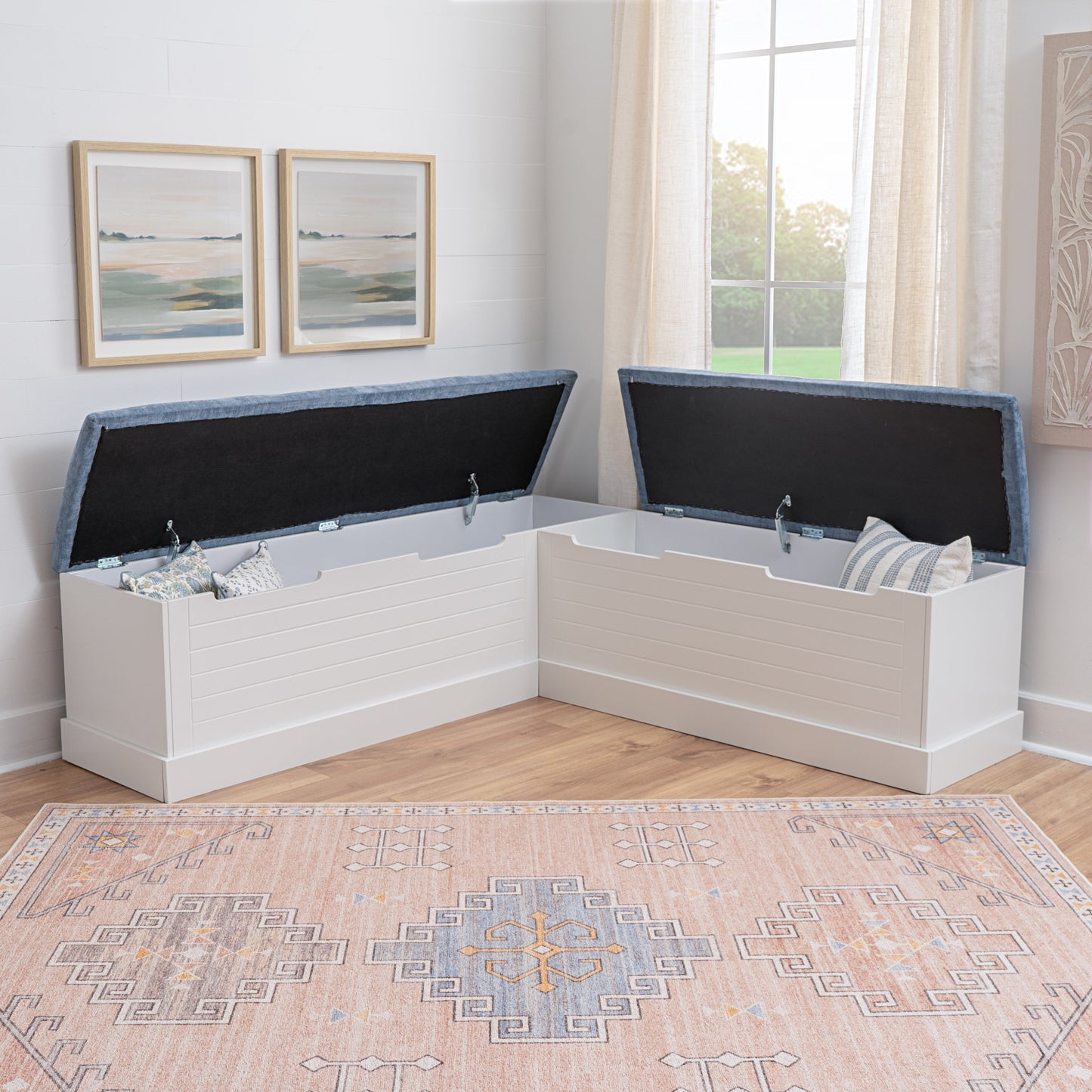 Nancy White Blue Nook capitonné sans dossier