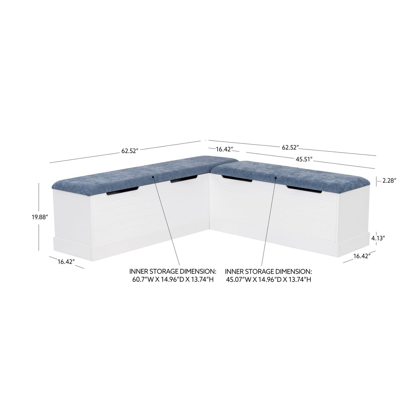 Nancy White Blue Nook capitonné sans dossier