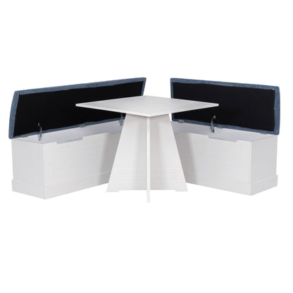 Ensemble table d'appoint carrée bleue et blanche Nancy