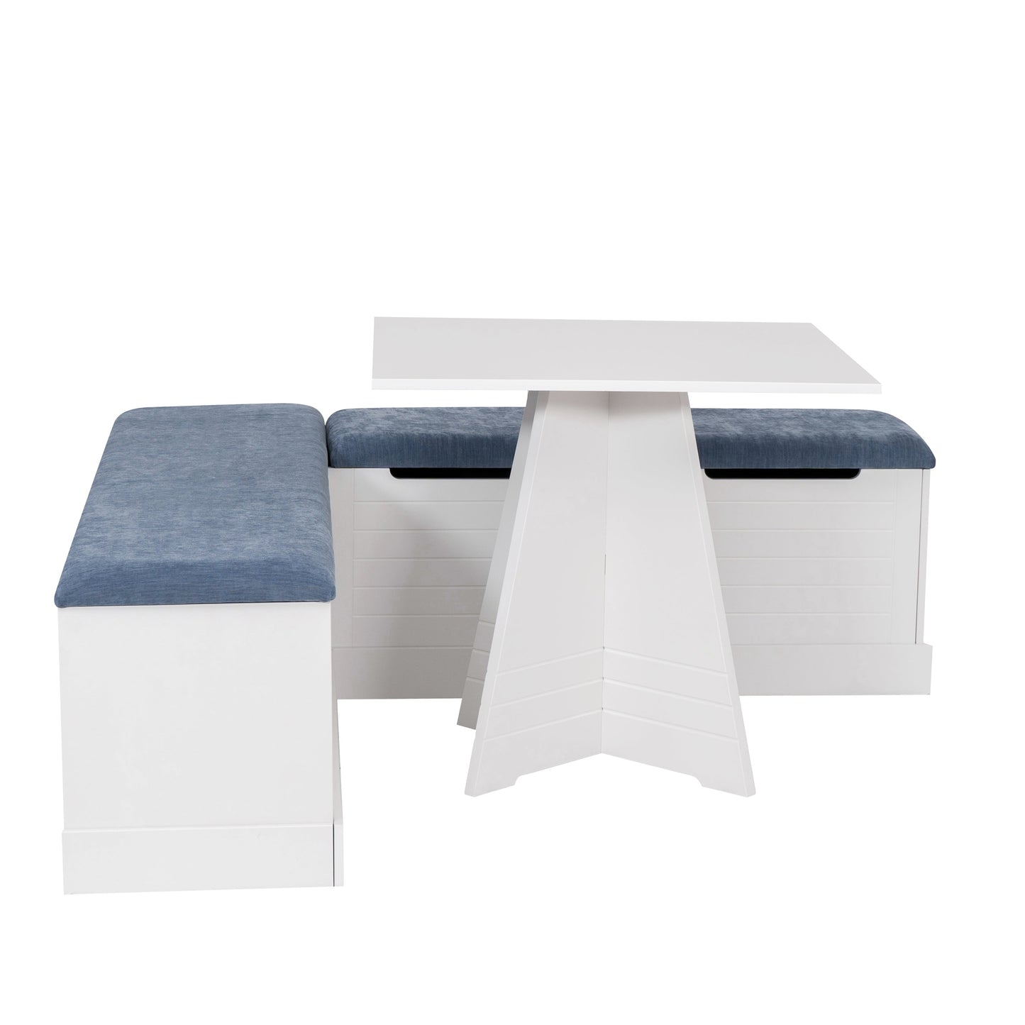 Ensemble table d'appoint carrée bleue et blanche Nancy