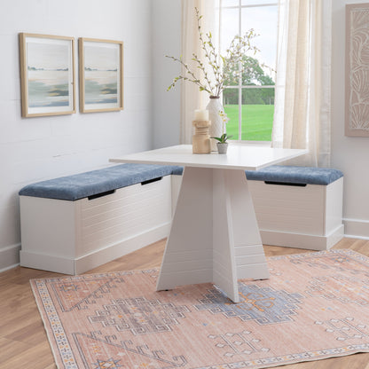 Ensemble table d'appoint carrée bleue et blanche Nancy