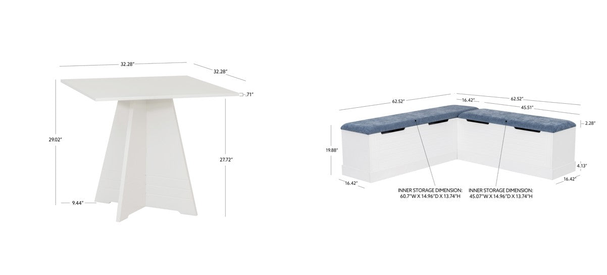 Ensemble table d'appoint carrée bleue et blanche Nancy