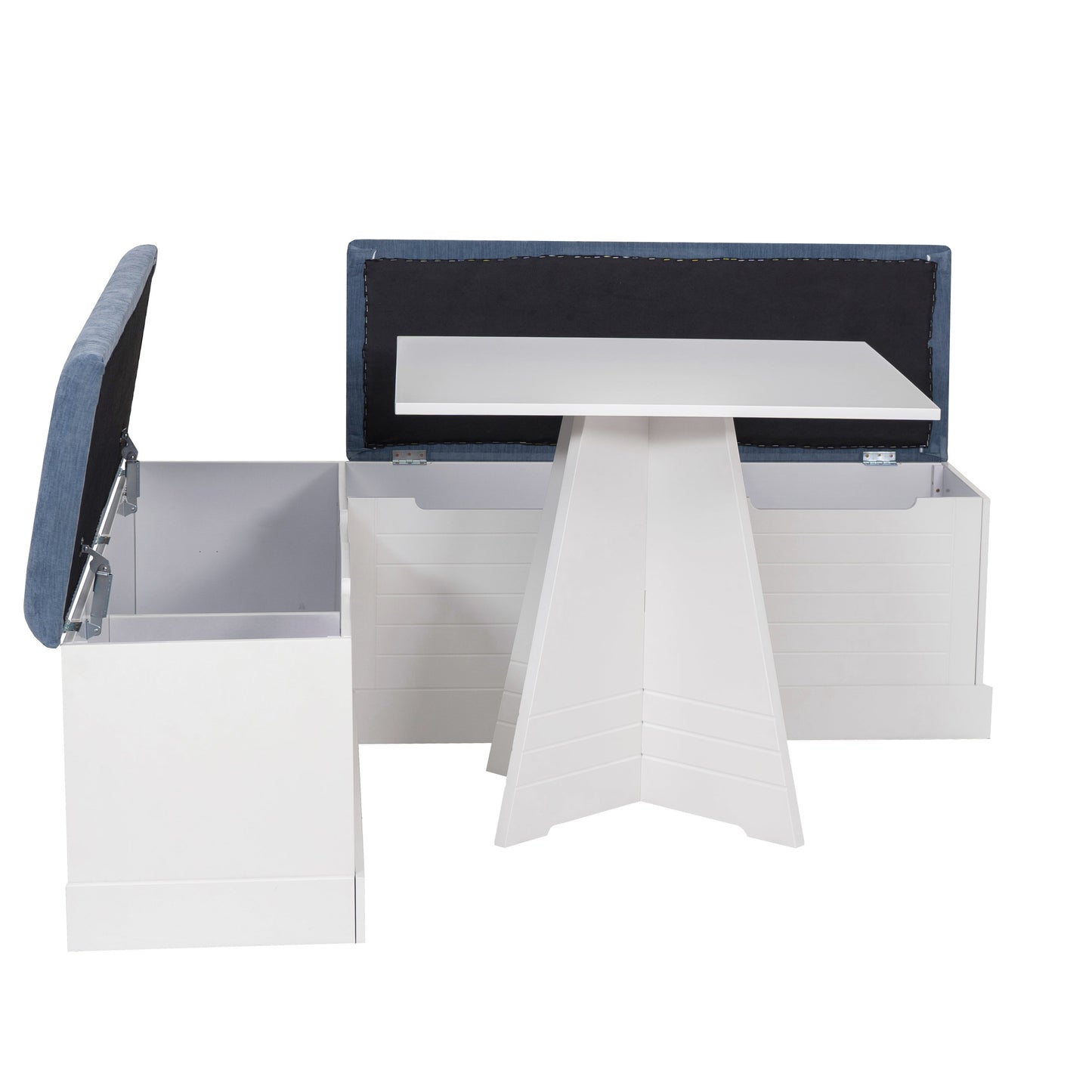 Ensemble table d'appoint carrée bleue et blanche Nancy