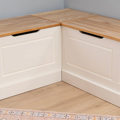 Canapé d'angle sans dossier Norah avec ensemble de 5 coussins