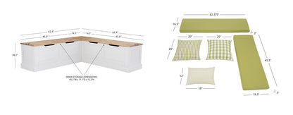 Canapé d'angle sans dossier Norah avec ensemble de 5 coussins