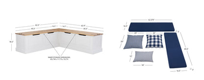 Canapé d'angle sans dossier Norah avec ensemble de 5 coussins