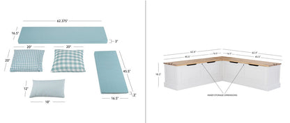 Canapé d'angle sans dossier Norah avec ensemble de 5 coussins