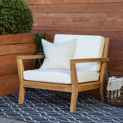 Fauteuil Cannon en teck avec coussins