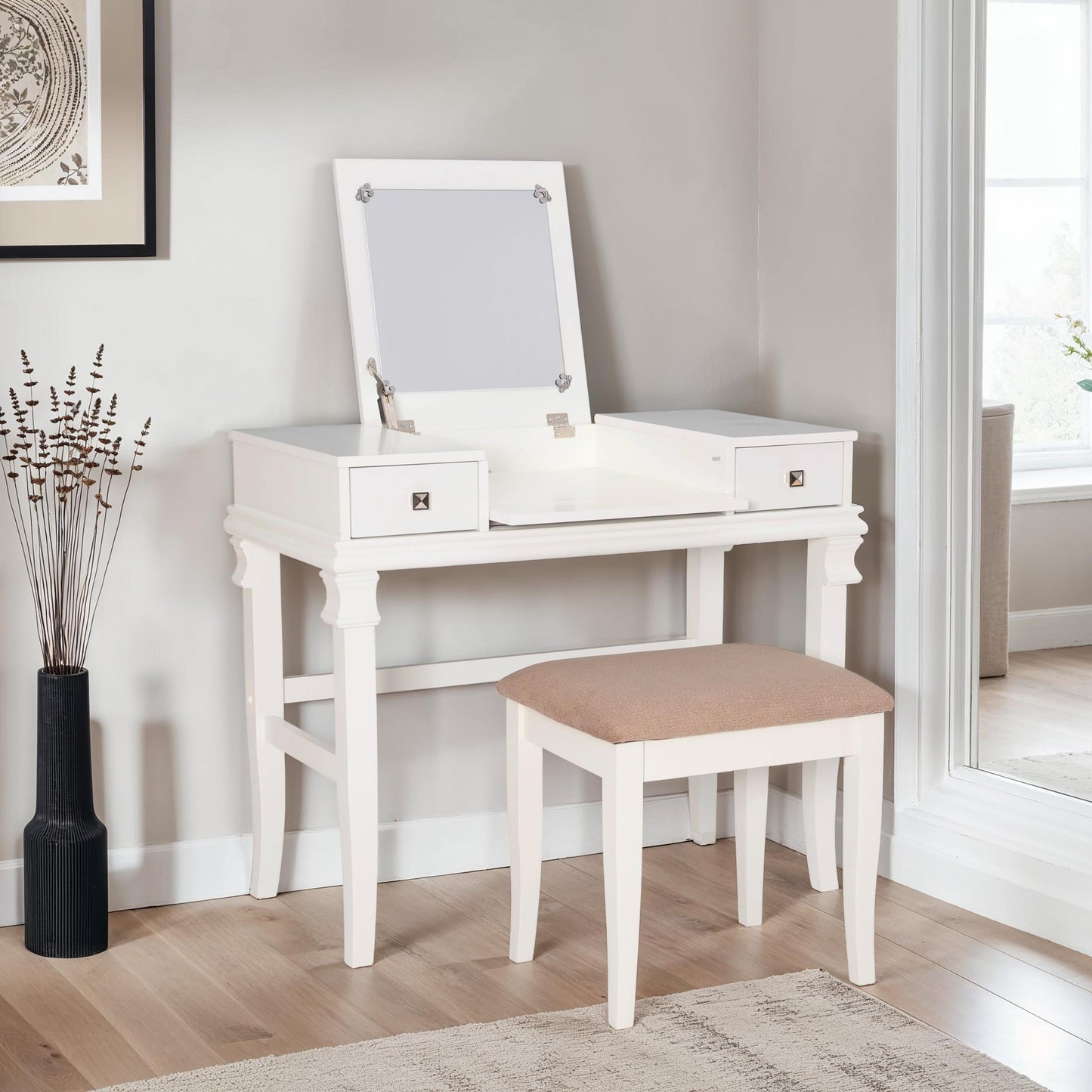 Ensemble de coiffeuse Angela en noyer