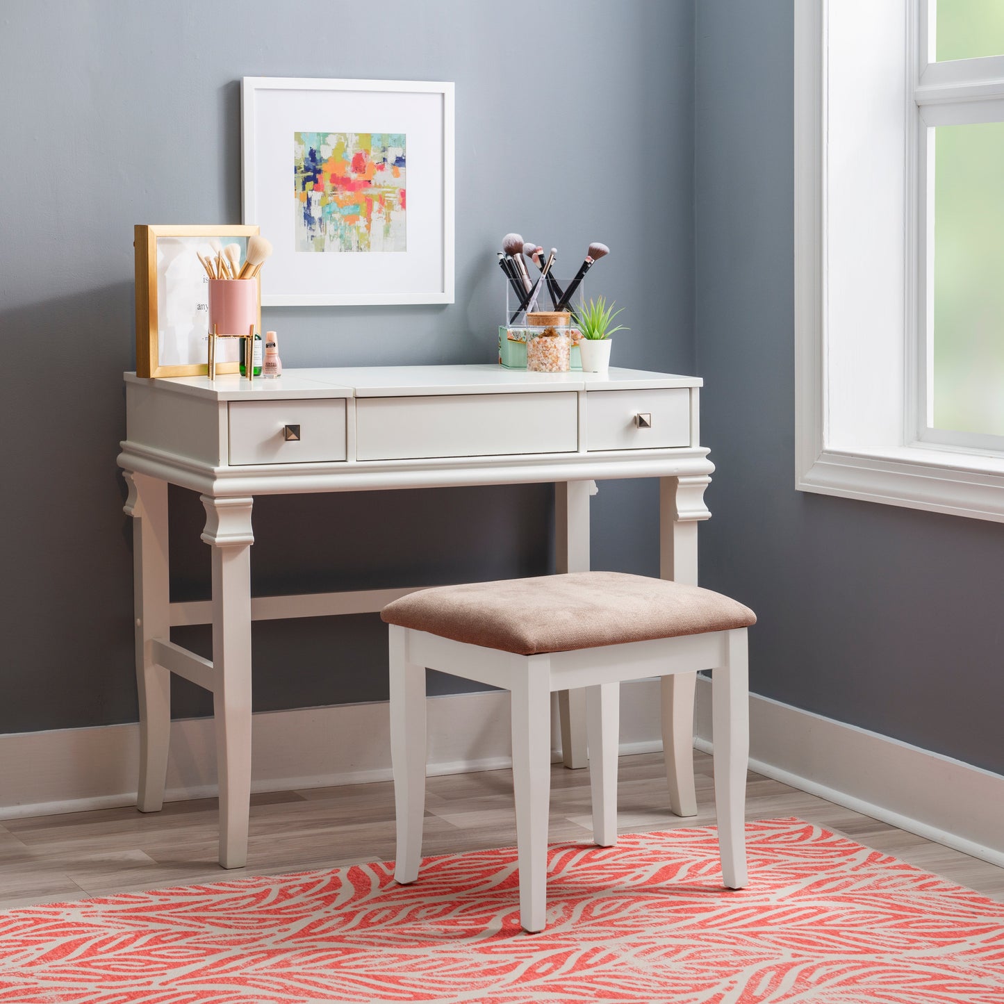 Ensemble de coiffeuse Angela en noyer