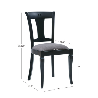 Siège rembourré de chaise Roma noire (lot de 2)