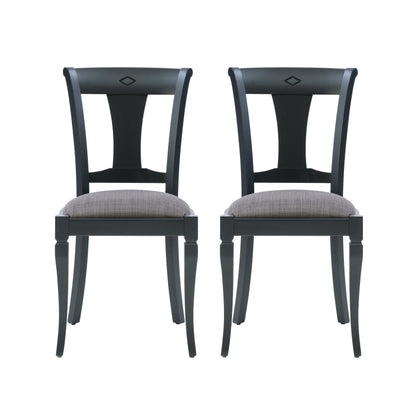 Siège rembourré de chaise Roma noire (lot de 2)