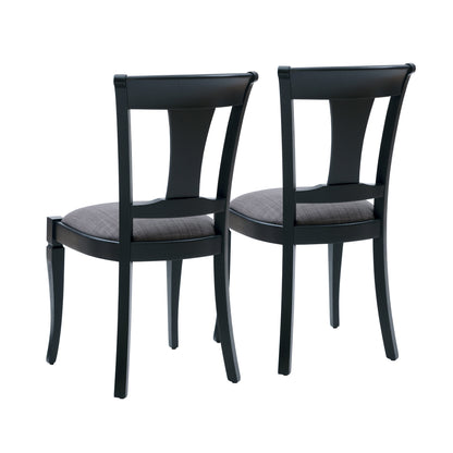 Siège rembourré de chaise Roma noire (lot de 2)