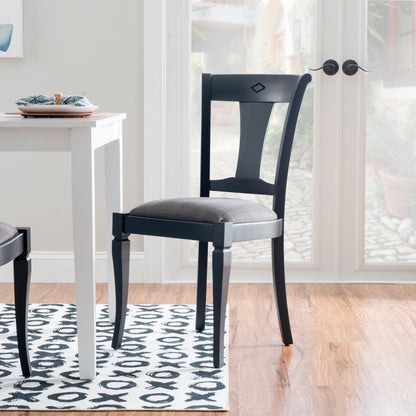 Siège rembourré de chaise Roma noire (lot de 2)