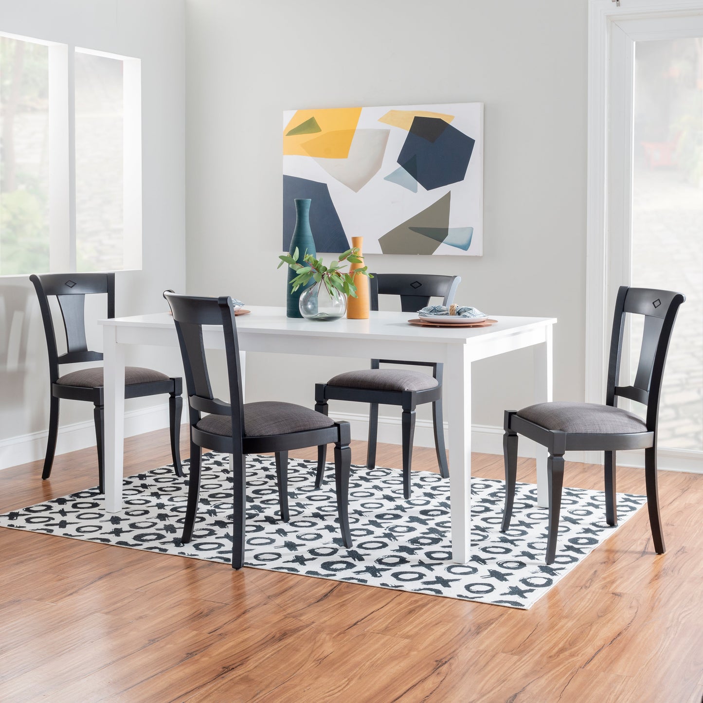 Siège rembourré de chaise Roma noire (lot de 2)