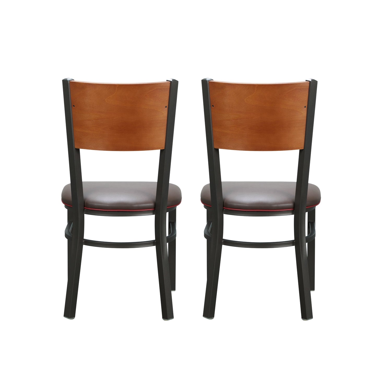 Chaise d'appoint Sylas en métal noir rembourré avec dossier en bois (lot de 2)